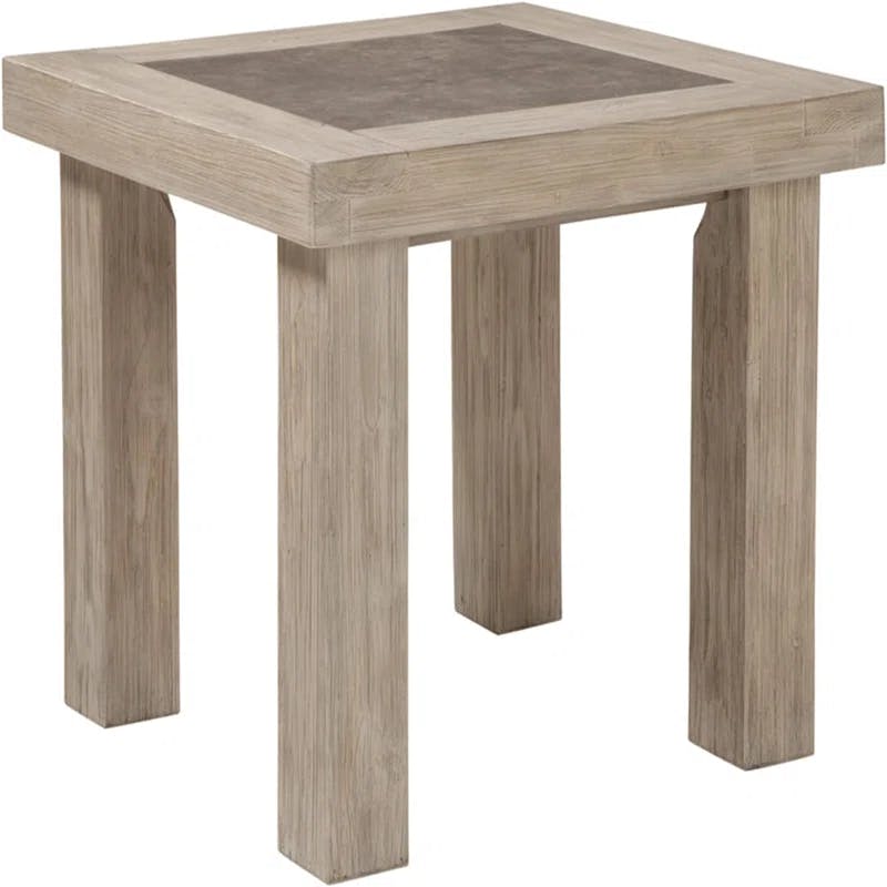 Hennington Contemporary Beige Pine Wood Rectangular End Table