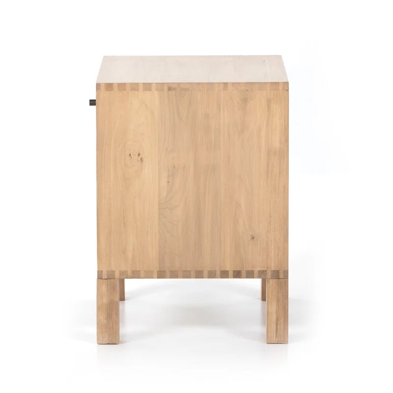 Isador Cubed Nightstand in Dry Wash Poplar with Iron and Leather Accents
