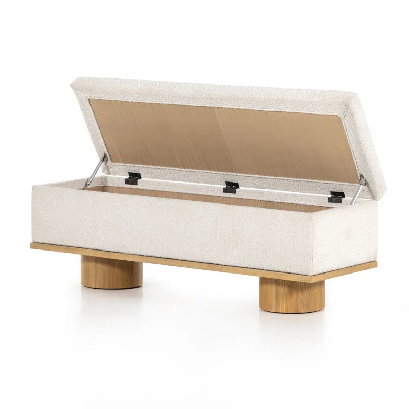 Contemporary White Oak Upholstered Storage Bench