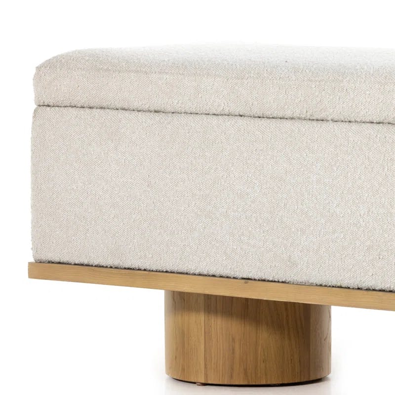 Contemporary White Oak Upholstered Storage Bench