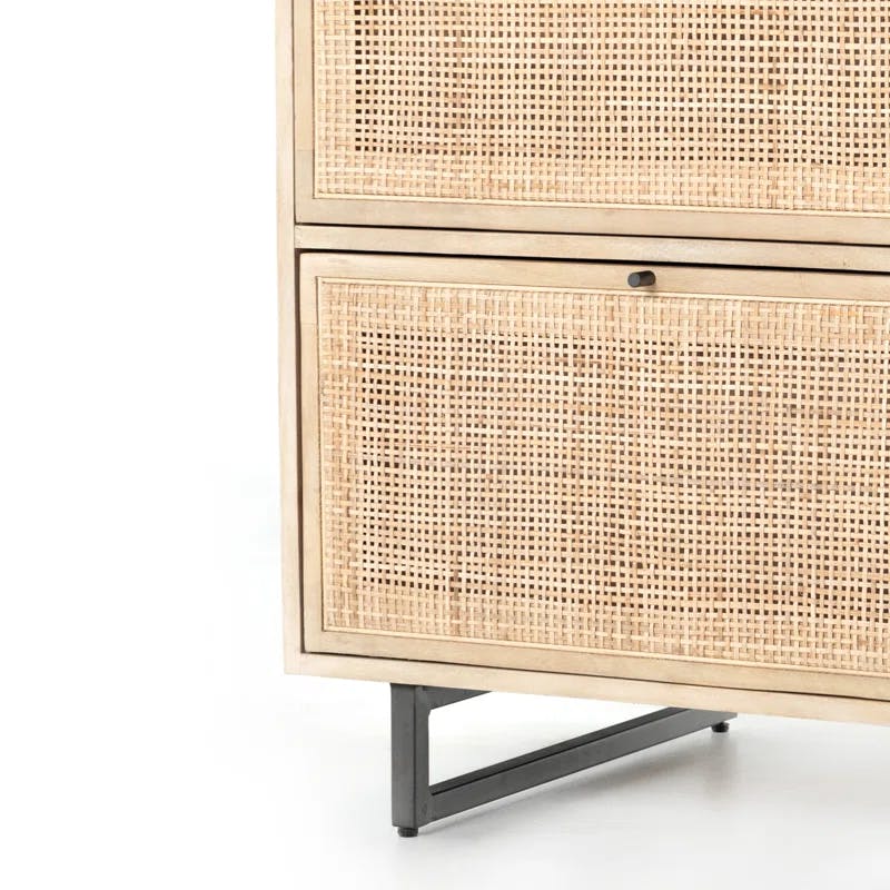 Contemporary Yellow Mango & Cane 2-Drawer Filing Cabinet