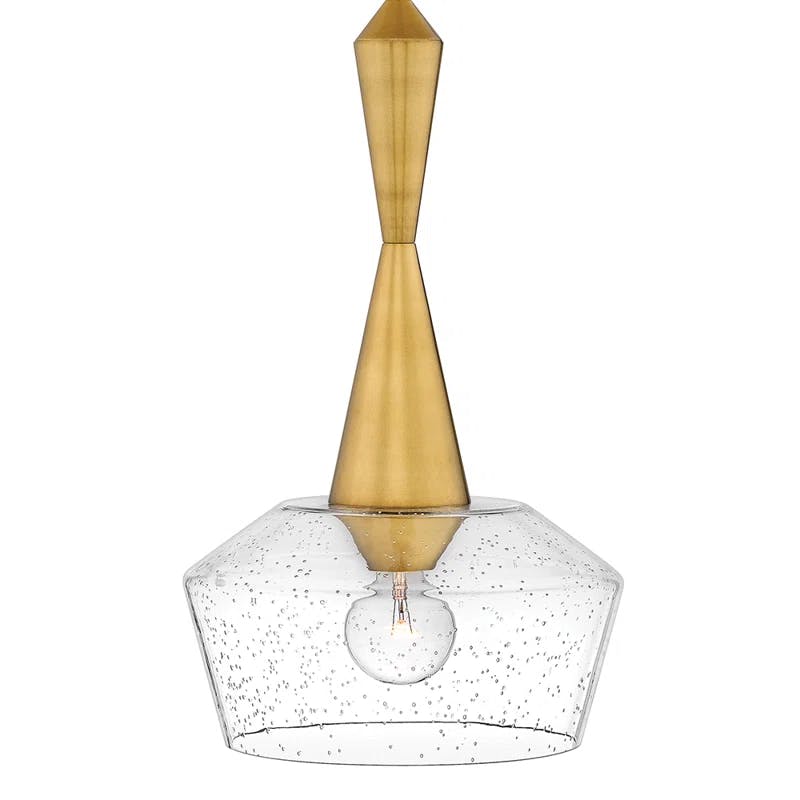 Heritage Brass Polished Nickel 1-Light Schoolhouse Pendant with Clear Seedy Glass