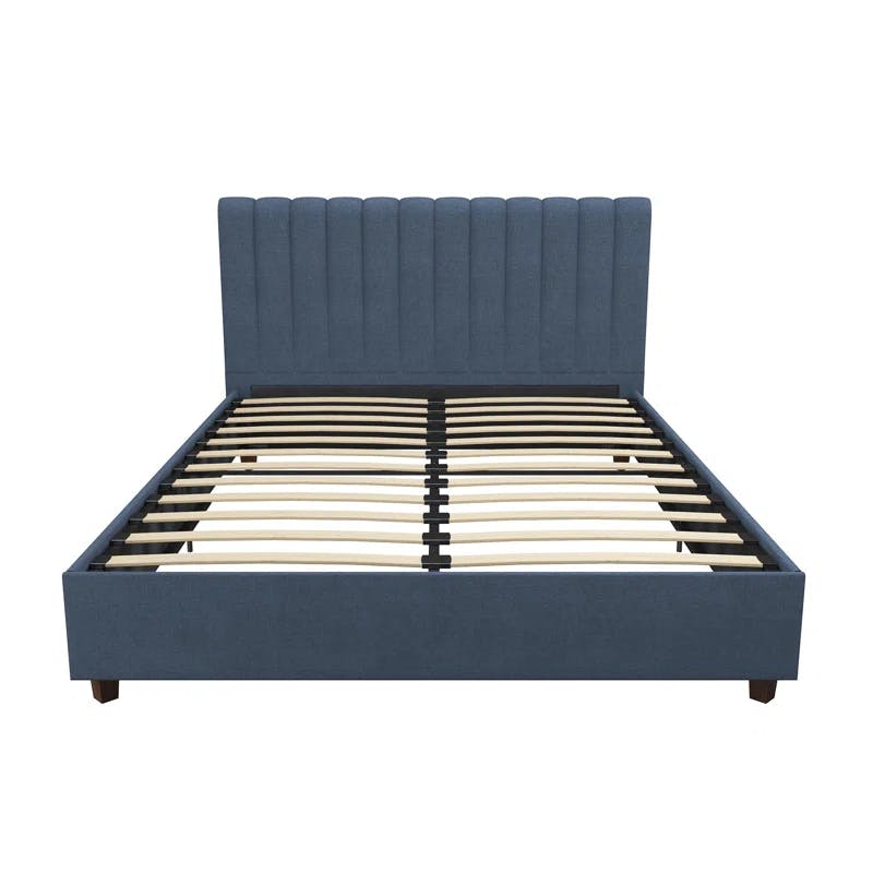 Elegant Queen-Sized Brittany Platform Bed with Tufted Linen Upholstery