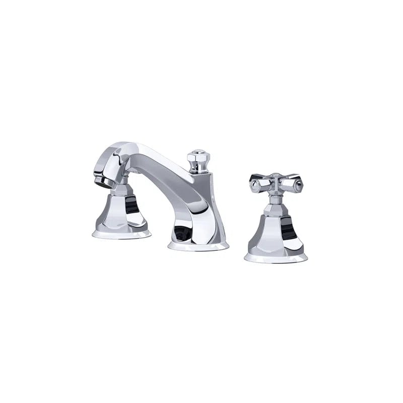 Elegant Polished Nickel 3-Hole Widespread Faucet with Crystal Handles