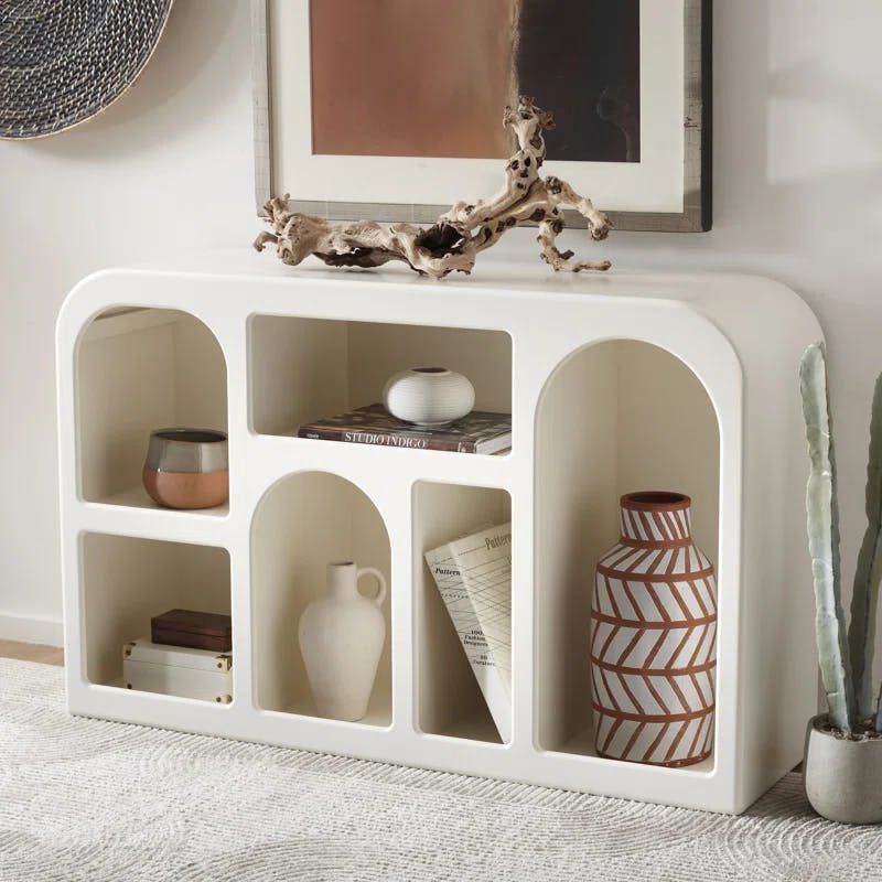 Noni Ivory MDF Console Table with Assorted Storage Compartments