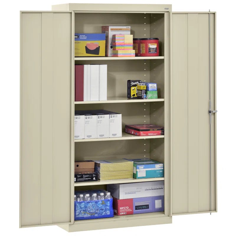 Putty Black 72" Office Lockable Cabinet with Adjustable Shelving