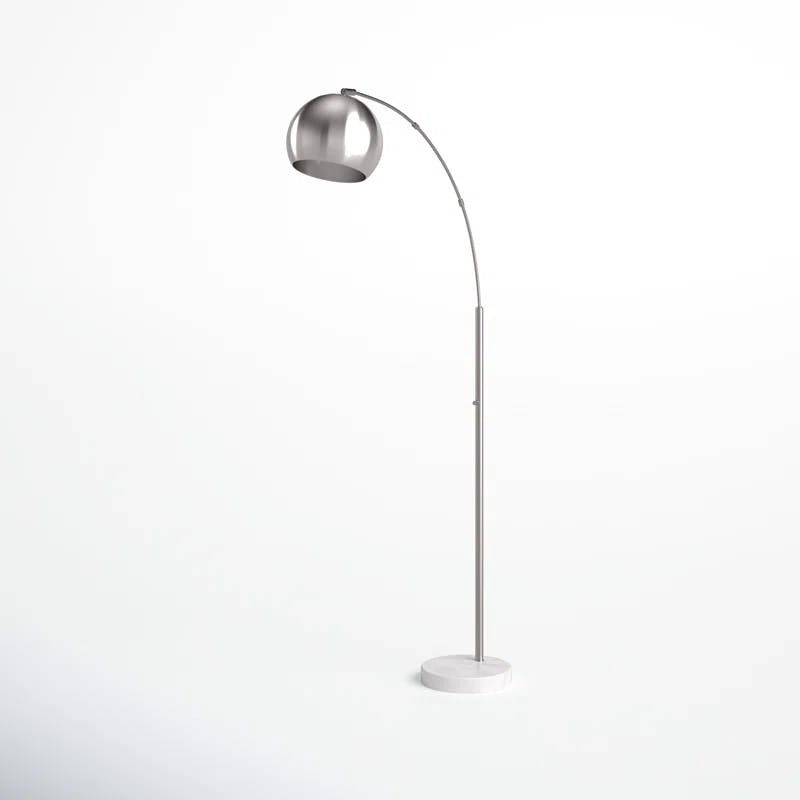 Astoria 78'' Brushed Steel Arc Floor Lamp with White Marble Base