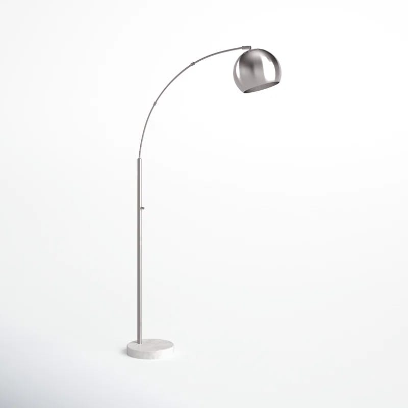 Astoria 78'' Brushed Steel Arc Floor Lamp with White Marble Base