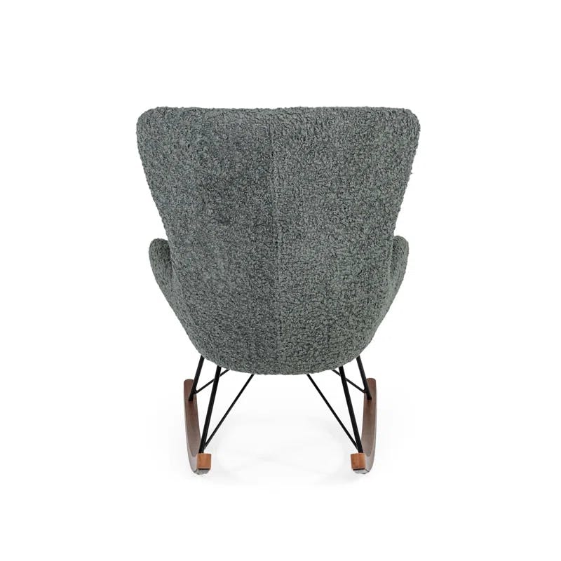Mid-Century Modern Grey Sheep Fabric Rocking Chair