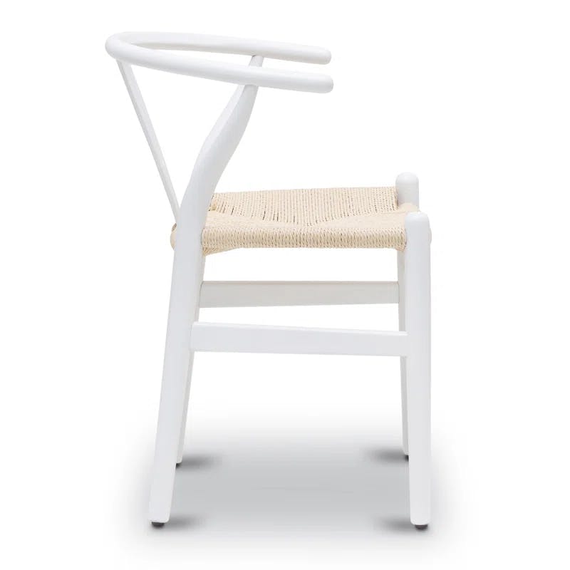 Wyn Solid Wood Weave Mid-Century Modern Dining Chair in White