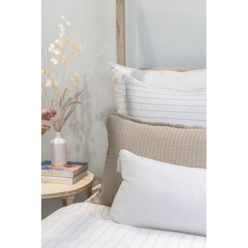 Bianca Luxe White Velvet Tassel Lumbar Pillow
