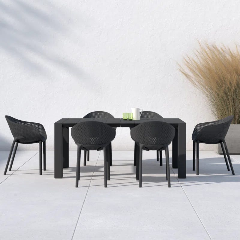 Skyline Chic 7-Piece Black Extendable Outdoor Dining Set