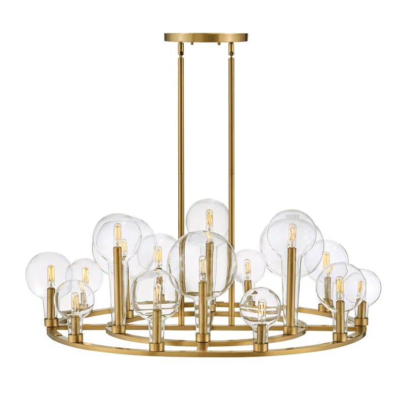 Alchemy Tapered Globe 16-Light Lacquered Brass Cage Chandelier