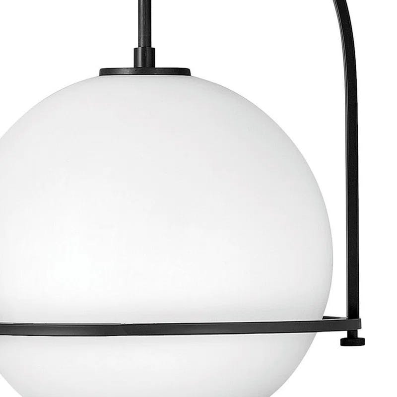 Somerset 15.5'' Black Globe Pendant Light with Etched Opal Glass