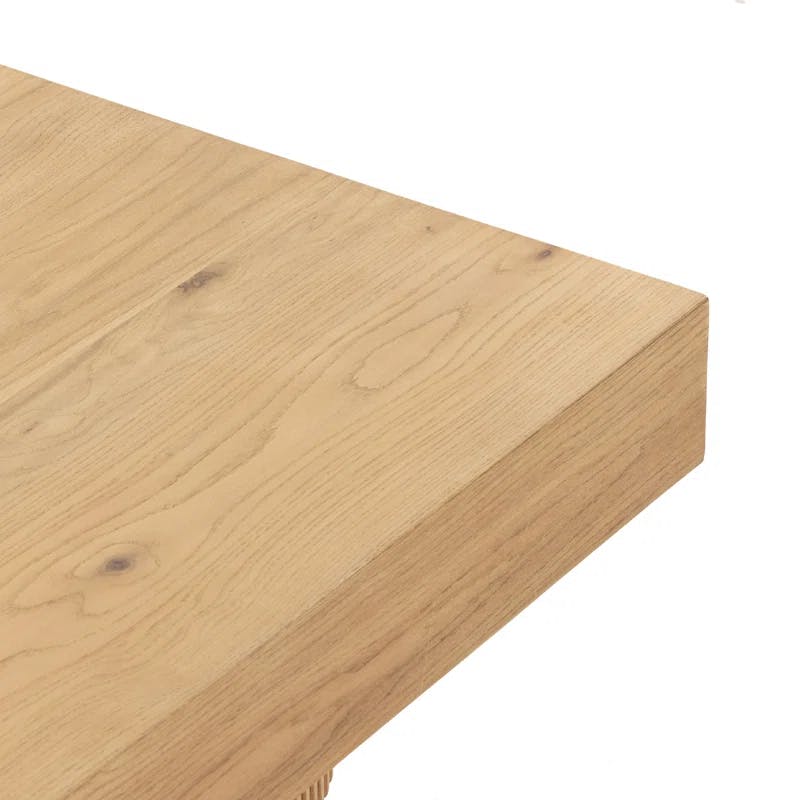 Reed Detail Graduated Honey Oak Square Coffee Table