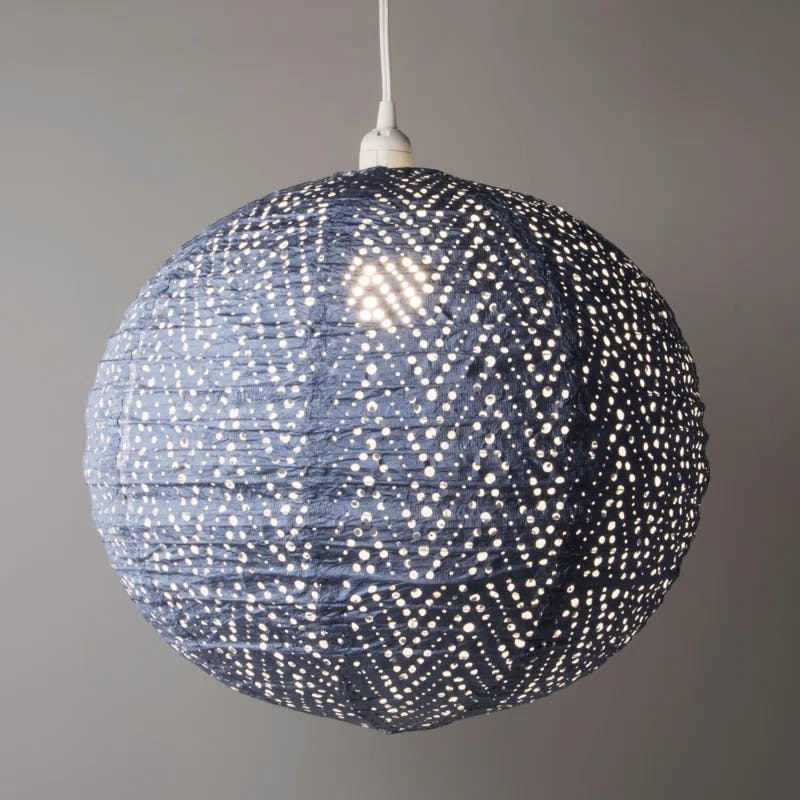 Contemporary Indoor/Outdoor 18" Globe LED Pendant in Metallic Blue