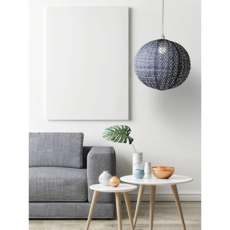 Contemporary Indoor/Outdoor 18" Globe LED Pendant in Metallic Blue