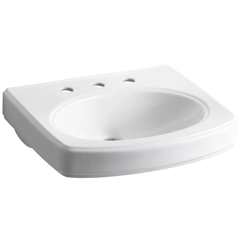 Elegant White Ceramic 22" Oval Wall-Mount Bathroom Sink