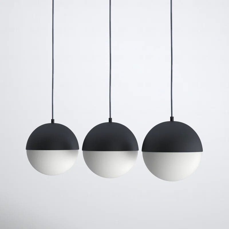 Sleek Modern Black Nickel 3-Light LED Pendant with Satin White Glass