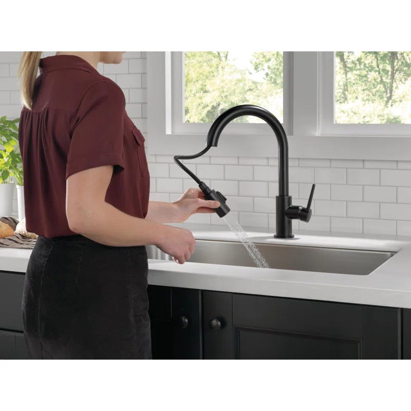 Modern Chrome Pull-Down Kitchen Faucet with 140° Swivel and MagnaTite Docking