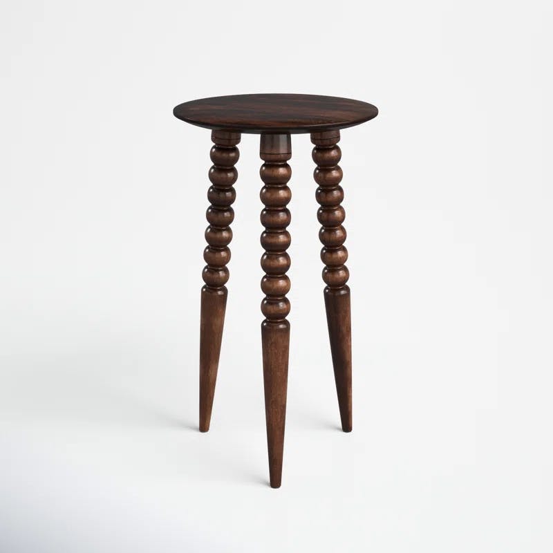 Fluornoy Round Solid Wood Tripod Accent Table