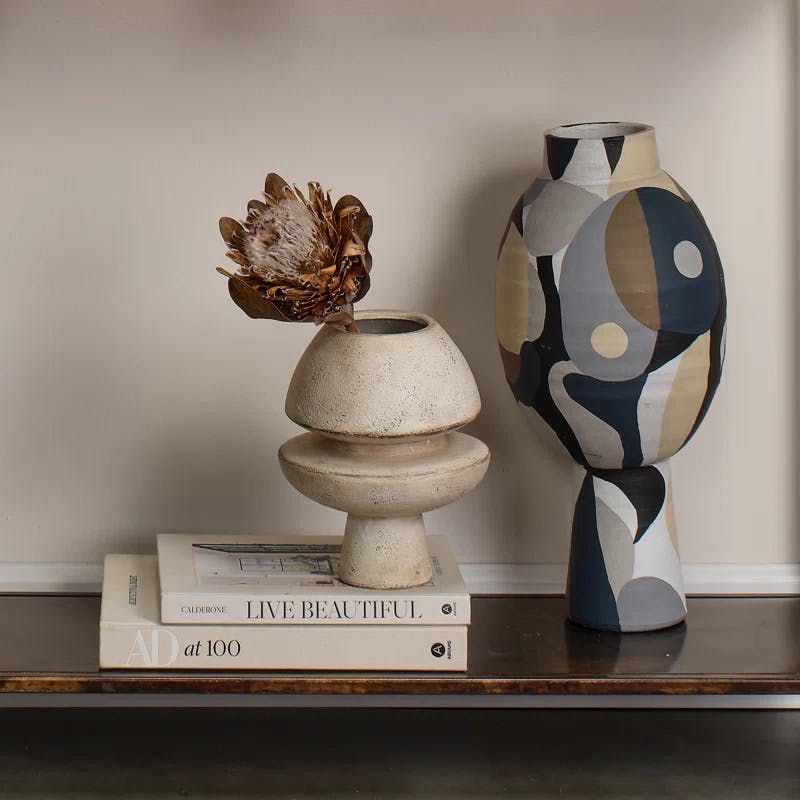 Champignon 8'' Abstract Geometric Ceramic Decorative Vase