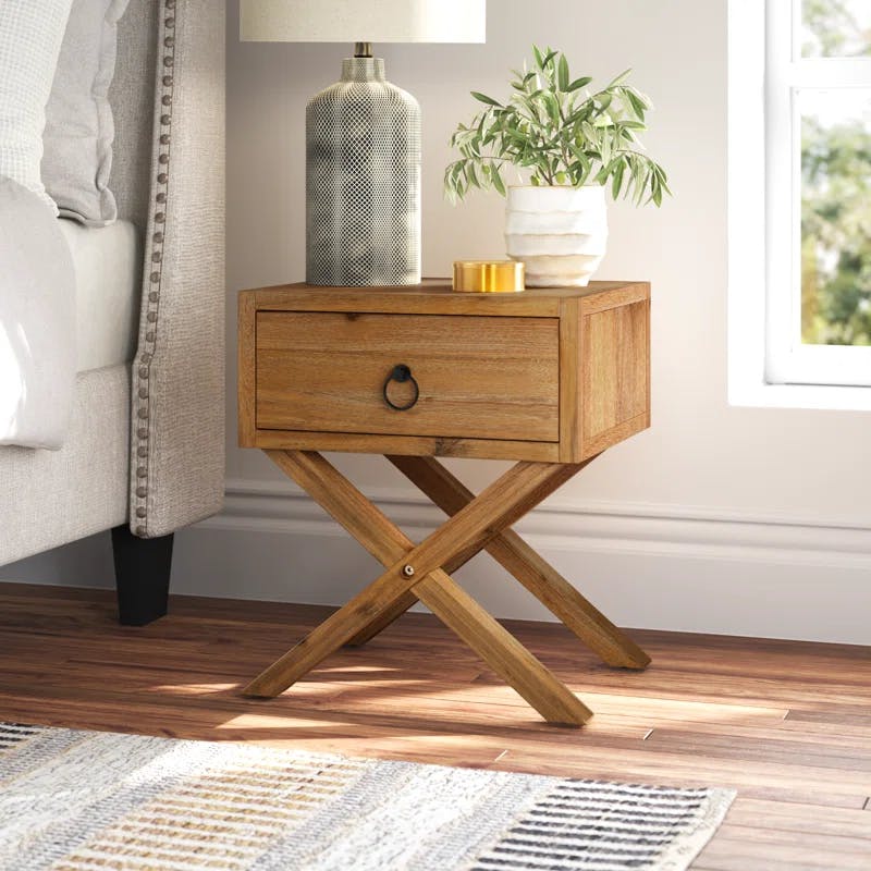 Lark Natural Wood and Metal 90" Rectangular End Table with Storage