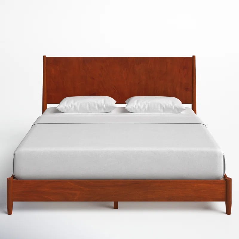 Elegant Mahogany Wood California King Platform Bed with Drawer, Acorn