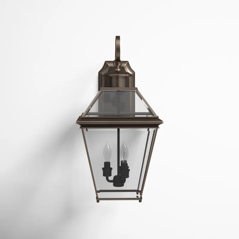 Elegant Antique Bronze Outdoor Wall Lantern with Beveled Glass