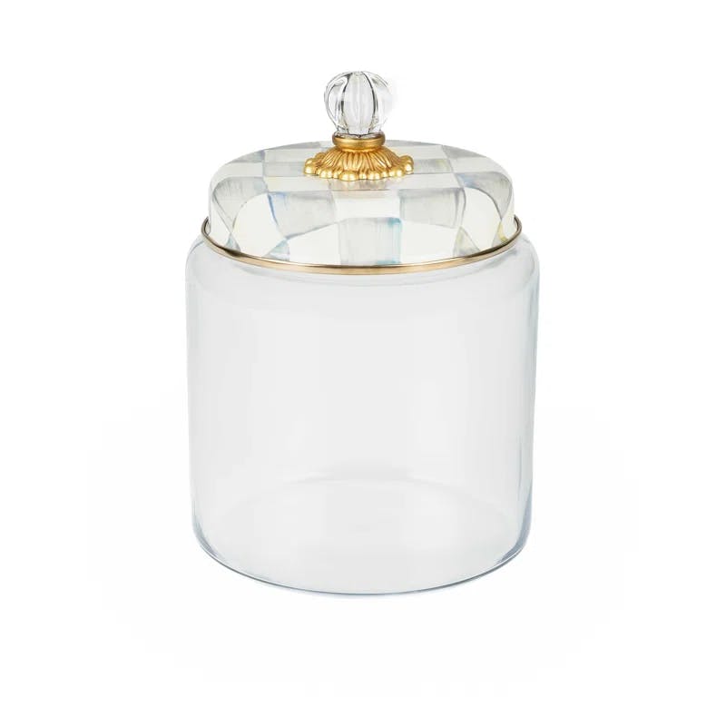 Sterling Check Clear Glass & Metallic Kitchen Canister with Snap Lid