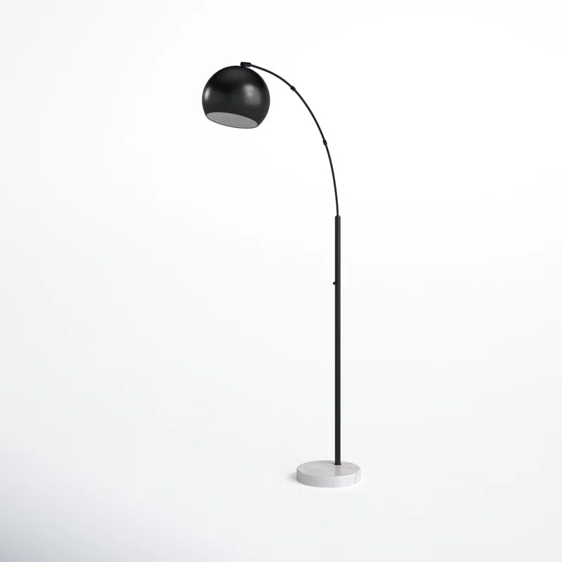 Astoria Modern Black Arc Floor Lamp with Marble Base