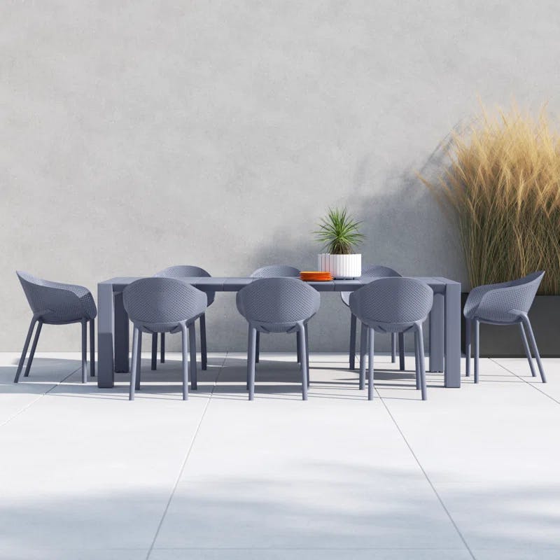 Siesta Air 11-Piece Dark Gray Resin Extendable Outdoor Dining Set