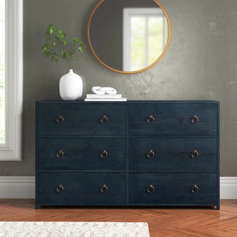 Elin Glam Navy Double Dresser with Dovetail Drawers