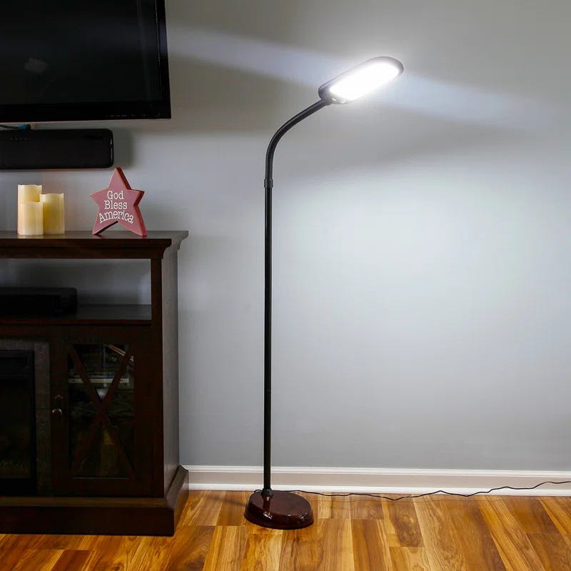 Adjustable Havana Brown LED Floor Lamp for Kids' Reading and Crafts
