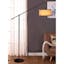 Adjustable Arc LED Floor Lamp for Kids' Room in Bronze with Beige Shade