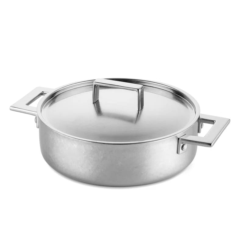 Attiva Pewter 10'' Stainless Steel Saute Pan with Lid