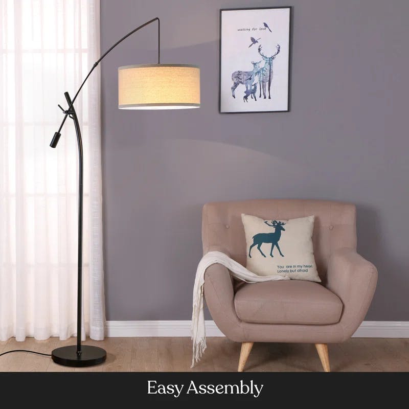 Brightech Grayson Modern Arc LED Floor Lamp - Adjustable Height, Black
