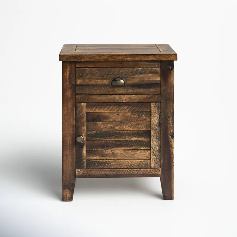 Dakota Oak Rustic Accent Table with Storage Drawer