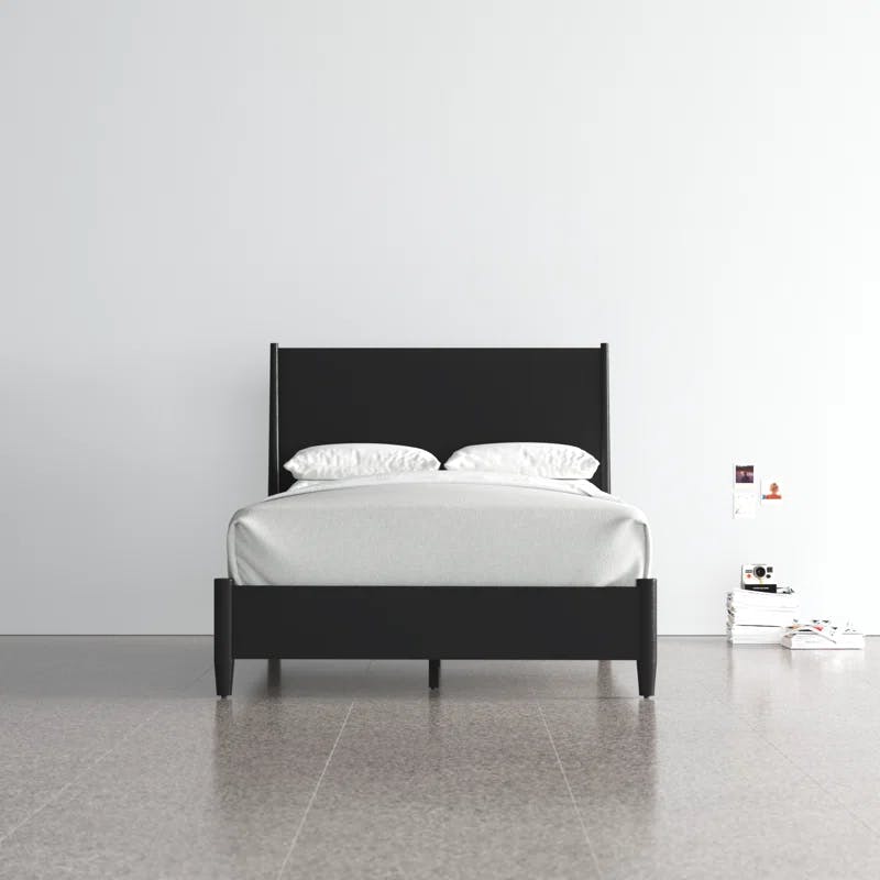 Flynn Black Mahogany Full Panel Bed with Mid-Century Modern Style