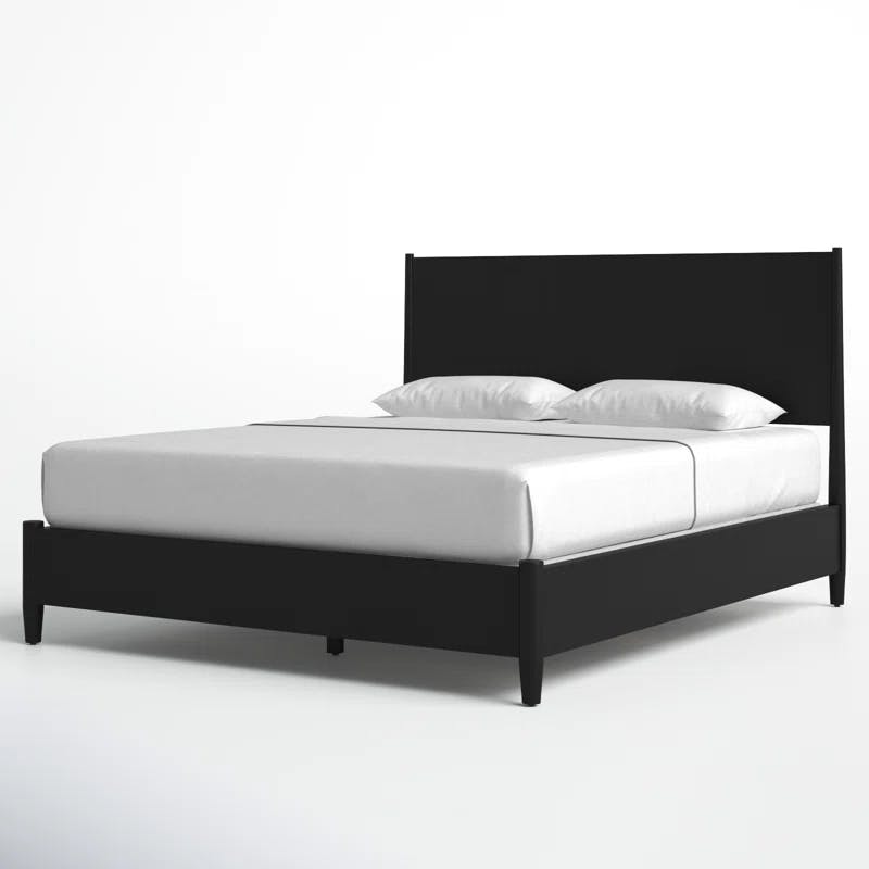 Flynn King Size Black Mahogany Platform Bed with Drawer