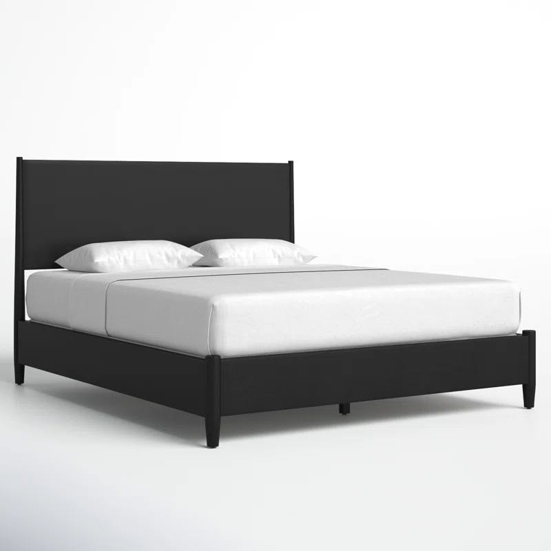 Flynn King Size Black Mahogany Platform Bed with Drawer