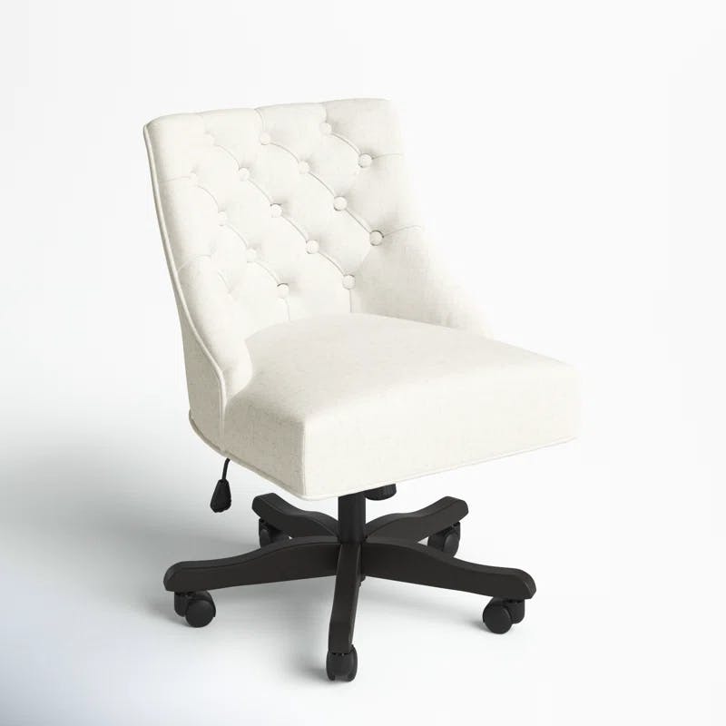 Polished Espresso and Crème Tufted Transitional Desk Chair
