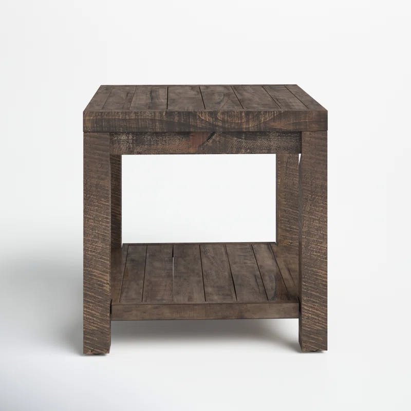 Craster Classic Farmhouse Smokey Taupe Reclaimed Wood Square Side Table