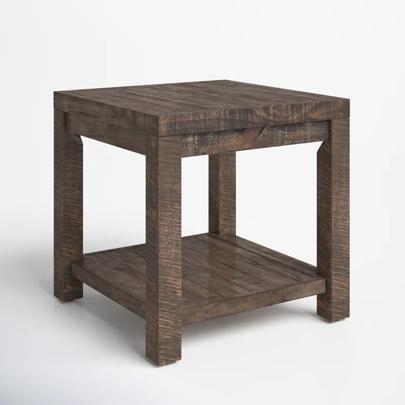 Craster Classic Farmhouse Smokey Taupe Reclaimed Wood Square Side Table