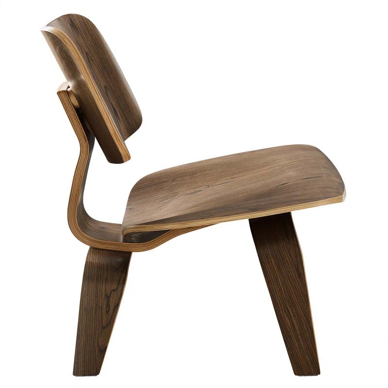 Curvatura 25" Walnut Plywood Sculpted Lounge Chair