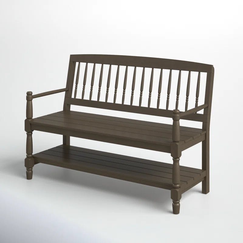 Cody Classic Gray Acacia Wood Outdoor Bench with Storage Shelf