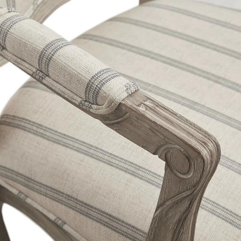 Sophie Gray Stripe Handcrafted Wood Accent Chair