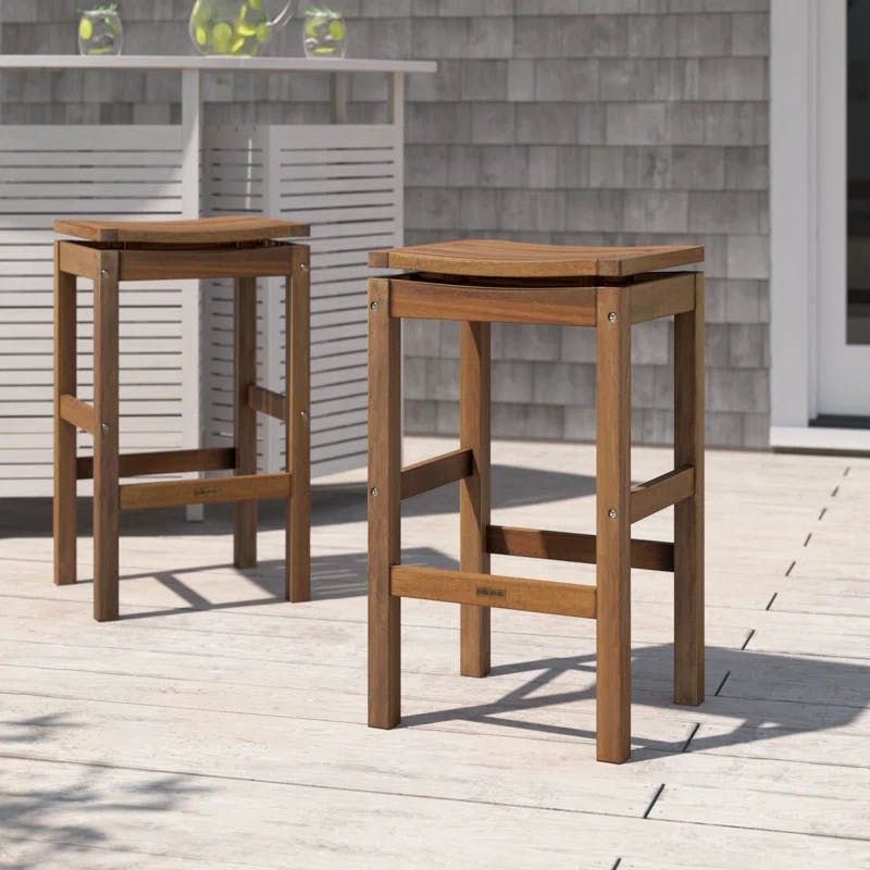 Classic Eucalyptus Brown Stain Bar Stool, Weather Resistant