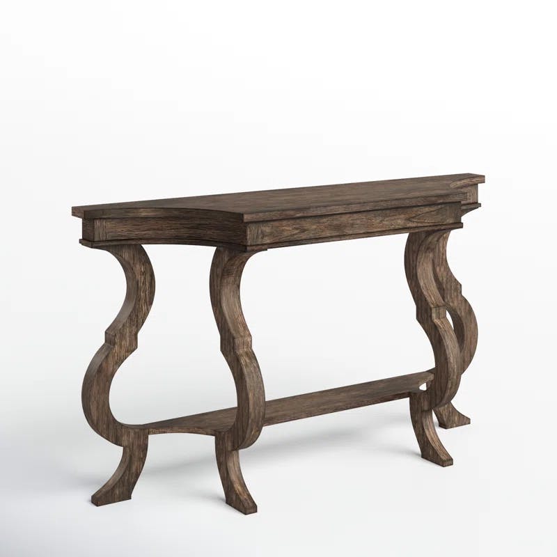 Lincoln Park Traditional Gray-Brown Demilune Console Table with Storage
