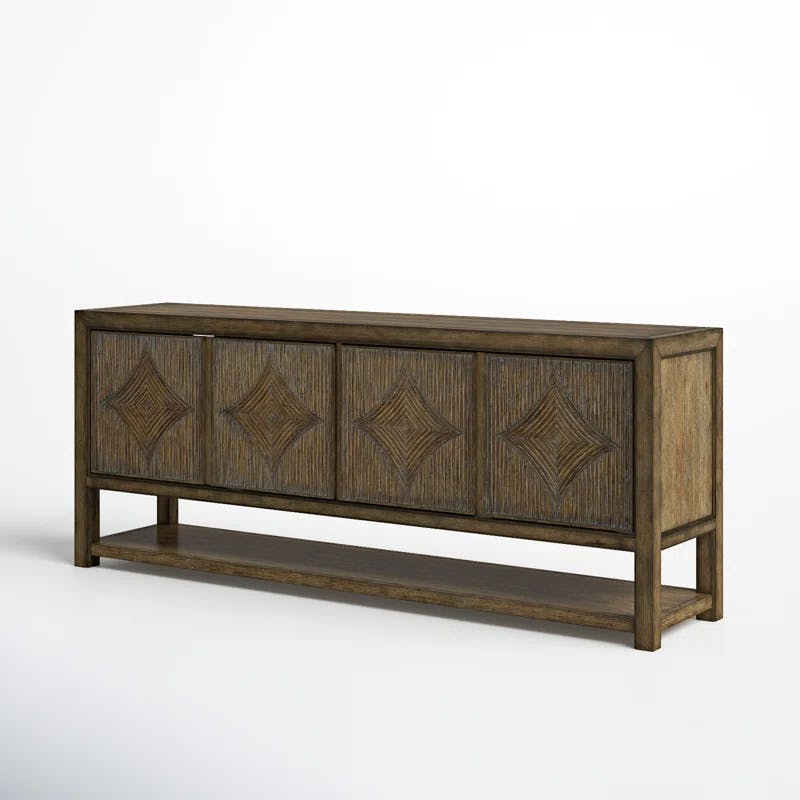 Anders Coastal Wood Reeded 80'' Media Console with Diamond Motifs